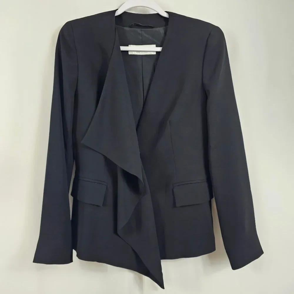MaxMara Single Breasted Drape Lapel Blazer in Black - Size 10